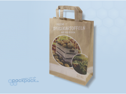 250 Stück Papiertragetaschen, 220+100x280mm, 90g, braun Kartoffel Druck, 2,5 KG - Papier Weinand 250 Stück Papiertragetaschen, 220+100x280mm, 90g, braun Kartoffel Druck, 2,5 KG - Papier Weinand